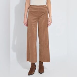 Lyssé Vionette Vegan Suede Wide Leg Trouser Camel High Rise Sz S